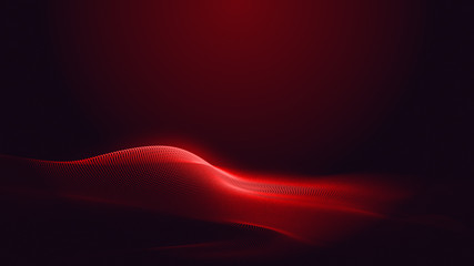 Dot red purple wave line light gradient dark background. Abstract  technology big data digital background. 3d rendering.