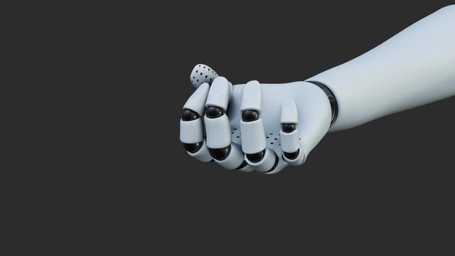 The robot arm bends the palm of the hand