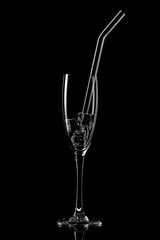 Empty glass silhouette isolated on black background