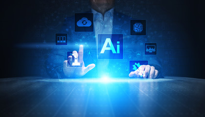 AI Artificial intelligence, Machine learning, Big data analysis and automation technology in business and industrial
