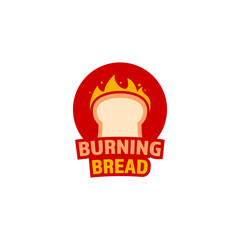 Burning baking bread logo icon with red flame illustration food beverage