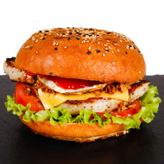 Burger on a plate.