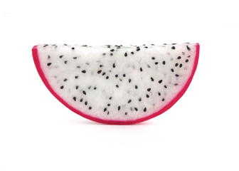 Close up Dragon fruit Sliced (Pitaya) isolated on white background clipping part.