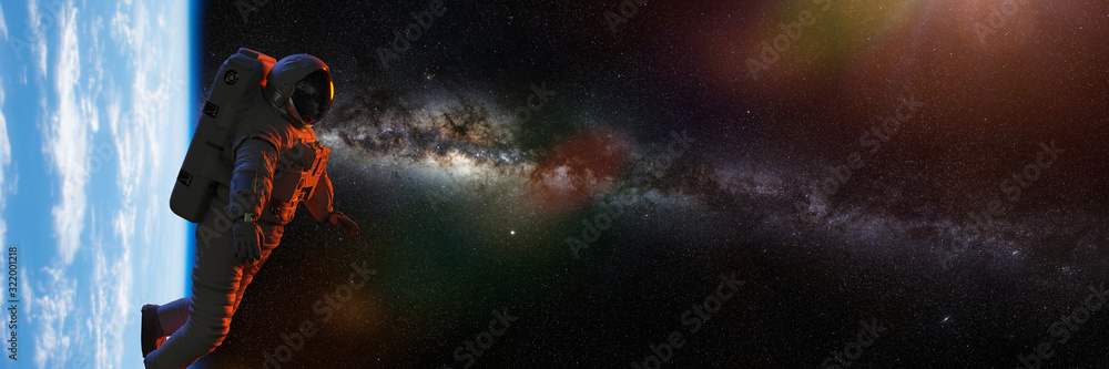 Canvas Prints astronaut performing a spacewalk in empty space