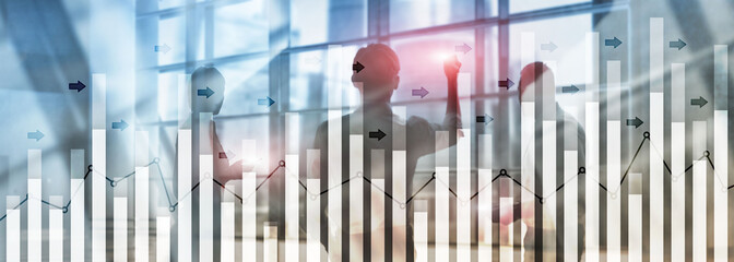 Investment trading financial analysing forex currency economy growth abstract background business...