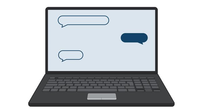 online chat on the laptop screen. Correspondence with messages in the messen