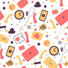 Digital addiction problem flat vector seamless pattern