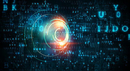 Fototapeta premium Technology and hud concept. Mixed media