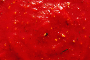 Texture of tomato sauce, closeup