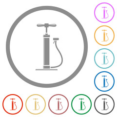 Air pump with gloss flat icons with outlines