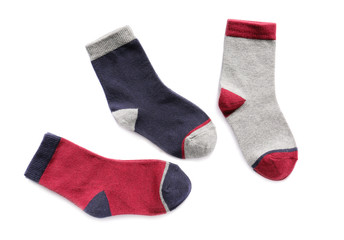 Cotton socks on white background