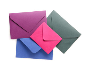 Paper envelopes on white background