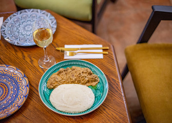 georgian food with white wine