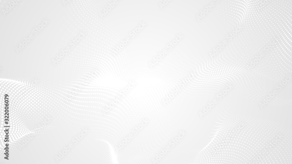 Aufkleber dot white gray wave light technology texture background. abstract big data digital concept. 3d rende
