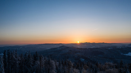 Obraz na płótnie Canvas Szczyrk- Zachód słońca- zima