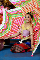 Thai beautiful girl in thai traditional dress.