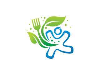 people and leaf logo template design, icon, symbol