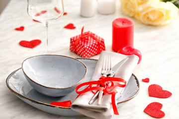 Beautiful table setting for Valentine's Day celebration