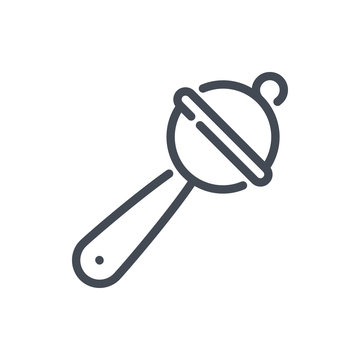 recommend clip art: Baby rattle toy line icon. Beanbag toy for baby vector outline sign.