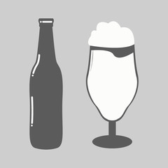 Beer bottle with glass illustration vector design