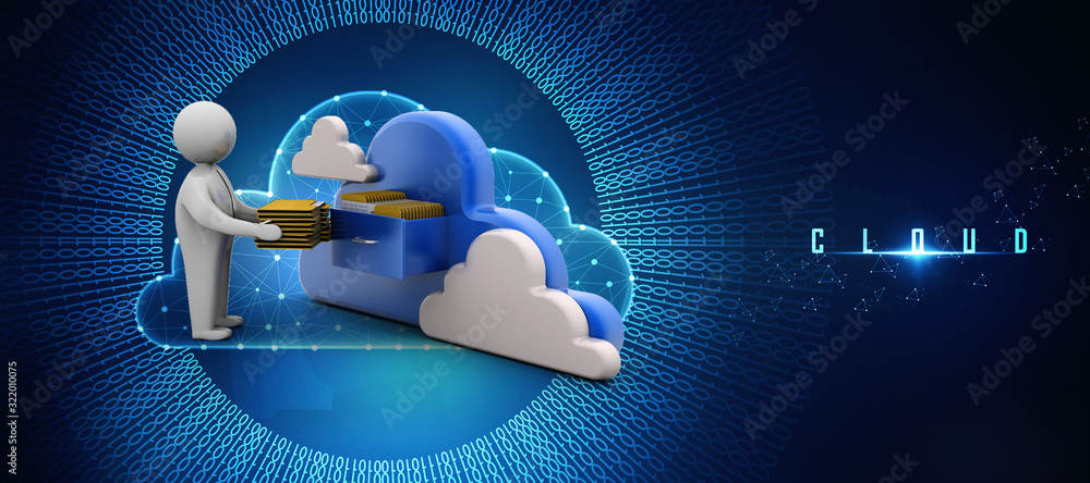 Poster 3d rendering cloud folder network