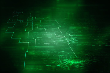 2d illustration Abstract futuristic electronic circuit technology background