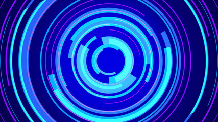 Circle neon lines technology Hi-tech blue dark background. Abstract graphic digital future concept design.