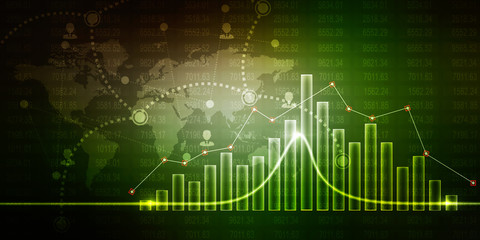 2d rendering Stock market online business concept. business Graph 