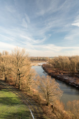 Odra river from view tower on Graniczne Meandry Odry in polish - czech borderlands
