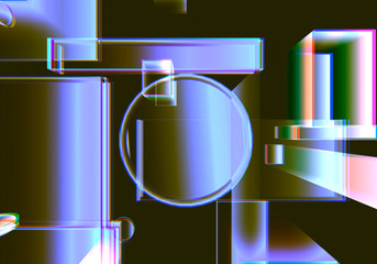 3D Visualization of data and glitch technology background. Abstract technology innovation future digital background. 3d rendering.