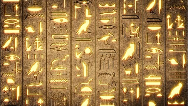 Green screen Hieroglyphics on Ancient Egyptian Stone Carving background