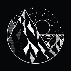 Camp Hike Nature Wild Line Graphic Illustration Vector Art T-shirt Design