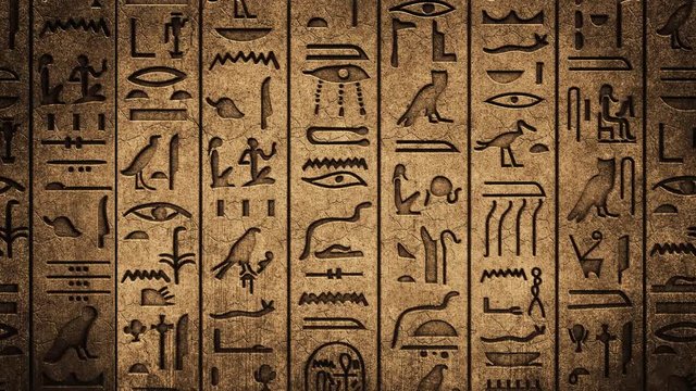 Green screen Hieroglyphics on Ancient Egyptian Stone Carving background