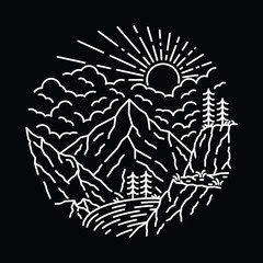 Camp Hike Nature Wild Line Graphic Illustration Vector Art T-shirt Design