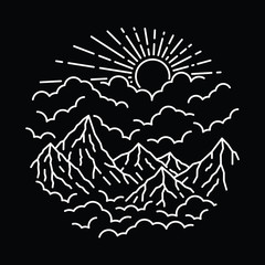 Camp Hike Nature Wild Line Graphic Illustration Vector Art T-shirt Design