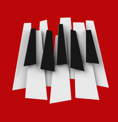 Music poster template. Jazz festival. Flyer background with keyboard on red background. 3d render - 322012216