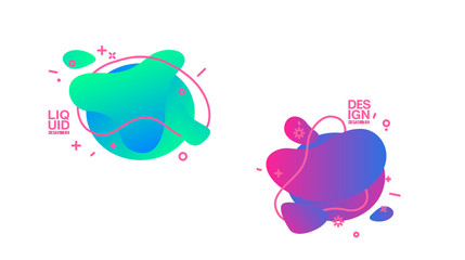 Set abstract liquid geometric shape. fluid gradient design banner, card, brochure. Isolated waves. Trendy minimal modern design isolated background. Abstract geometric lines patterns composition set
