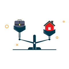 House and work bag on the scales. a house is more expensive than work concept. vector illustration