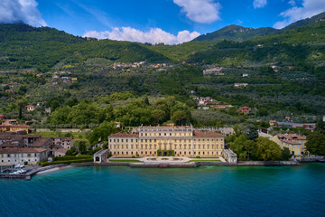 Aerial view of Villa Bettoni, Gargnano Lake Garda Italy.