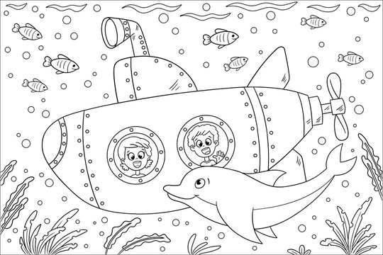 Coloring book for children. Hand draw vector illustration with separate layers.