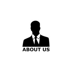 Black About Us sign icon logo isolated on white background
