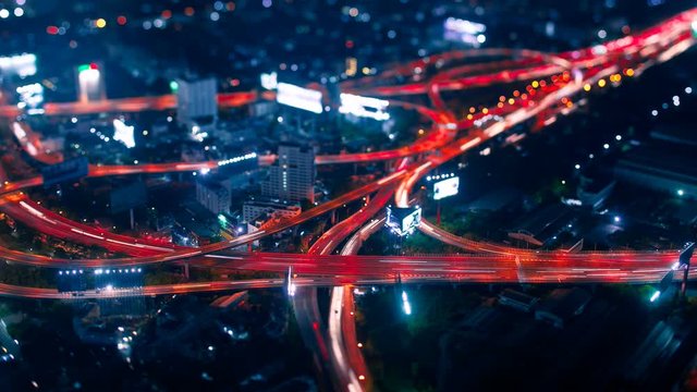 Time lapse of traffic at night on highways