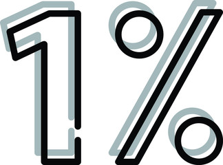 1 percent, vector illustration