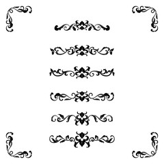 Set of Classic Flourish Ornament Frame Vintage Border Art Decorative