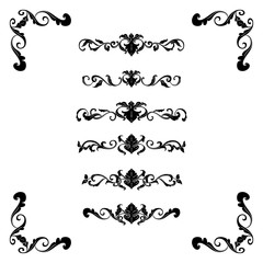 Set of Classic Flourish Ornament Frame Vintage Border Art Decorative