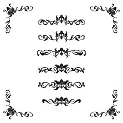 Set of Classic Flourish Ornament Frame Vintage Border Art Decorative
