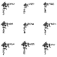 Set of Classic Flourish Ornament Frame Vintage Border Art Decorative