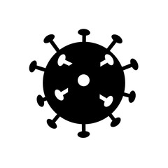 Icona nera  simbolo del coronavirus isolata su sfondo bianco