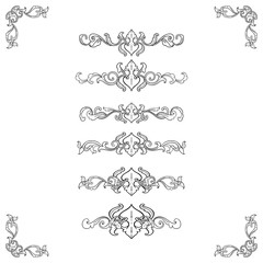 Set of Classic Flourish Ornament Frame Vintage Border Art Decorative