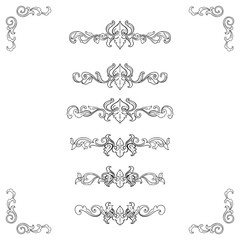 Set of Classic Flourish Ornament Frame Vintage Border Art Decorative